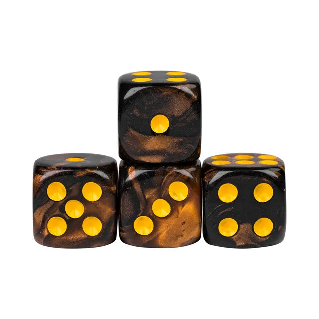 Black and Brown - 12mm Color Blend Glitter Pip D6 Dice (36pcs)