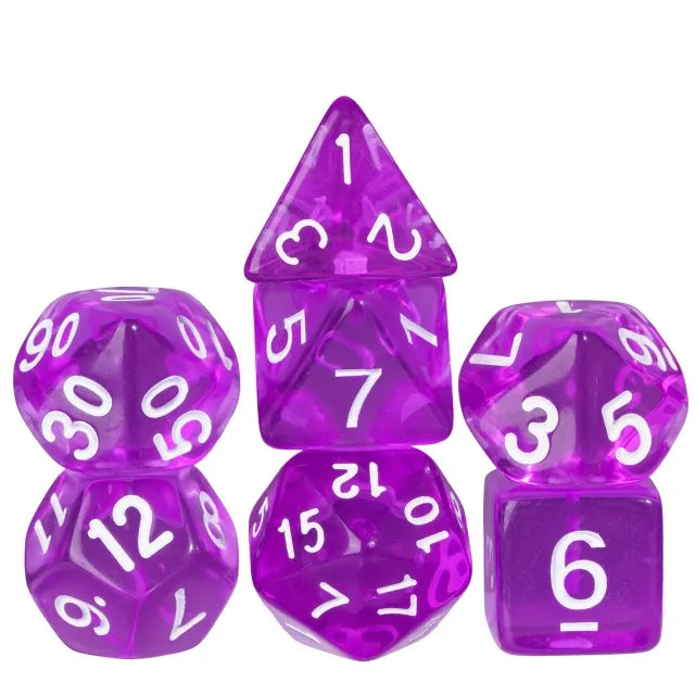 Purple - Acrylic Translucent Single Colour RPG Dice Set