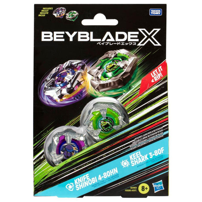 Beyblade X Knife Shinobi 4-80HN vs Keel Shark 3-80F