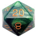 Green with Gold Numbers - 35mm Mega Acrylic D20 - FanRoll