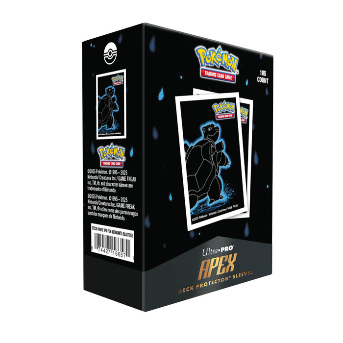 Neon Kanto 105ct APEX Deck Protector Sleeves Blastoise for Pokémon