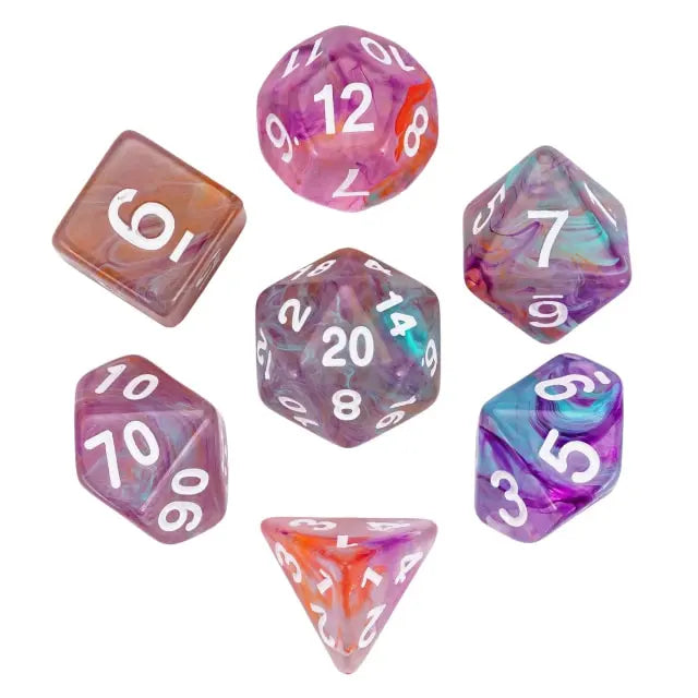 Paradise Swirls - Acrylic Two-Color Swirl Translucent RPG Dice Set