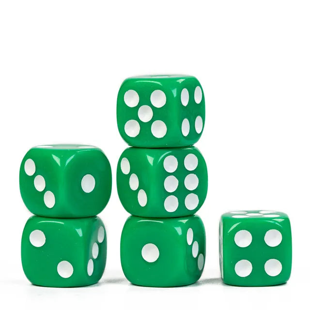 Green - 16mm Pip D6 Dice (12pcs) - Udixi Dice