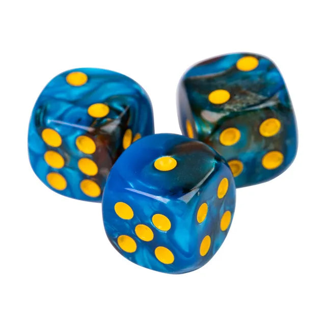 Blue and Brown - 12mm Color Blend Glitter Pip D6 Dice (36pcs)