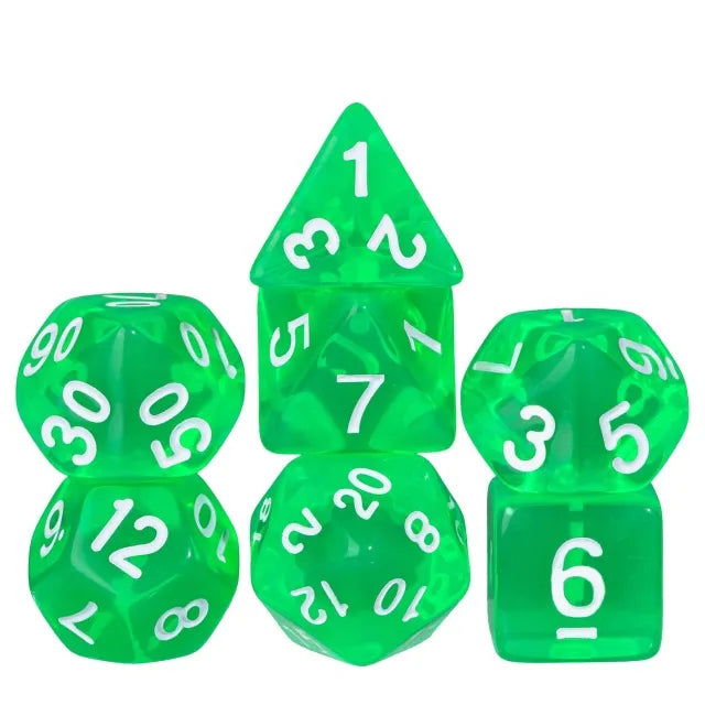Green - Acrylic Translucent Single Colour RPG Dice Set