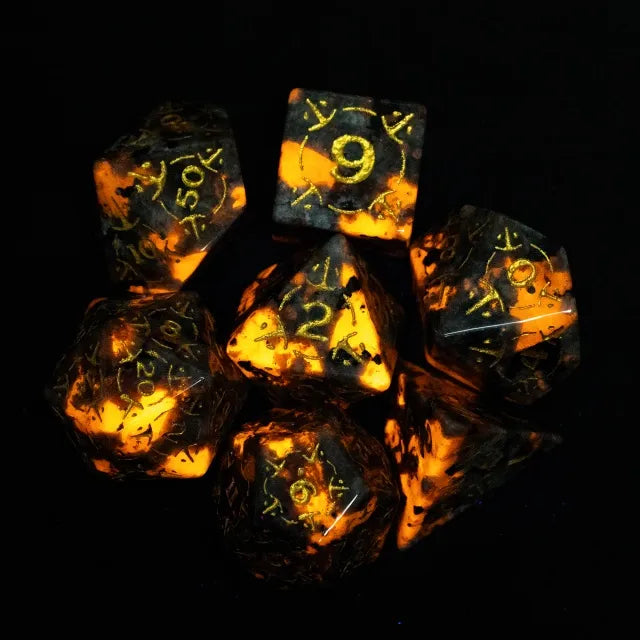 Hidden Fury - Natural Yooperlite Stone RPG Dice Set
