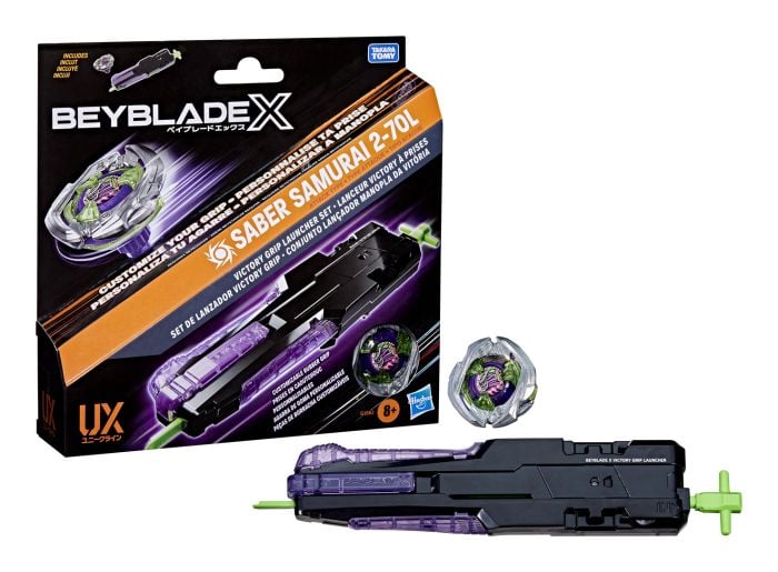 Beyblade X Saber Samurai 2-70L Victory Grip Launcher Set
