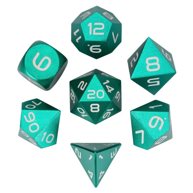 Jungle Green - Anodized Aluminum Monochrome RPG Dice Set