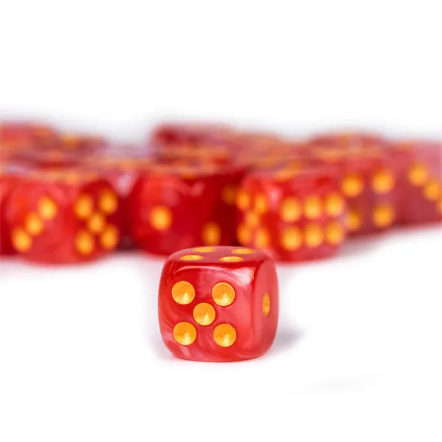 Red and White - 12mm Color Blend Glitter Pip D6 Dice (36pcs)