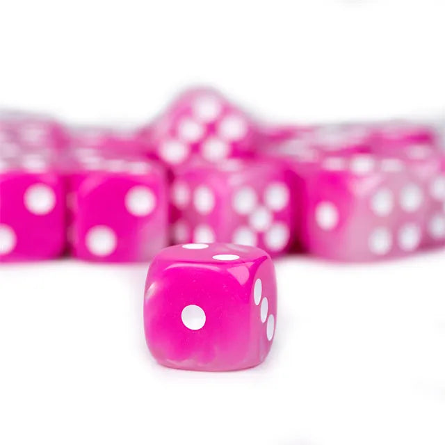 Pink and White - 12mm Color Blend Glitter Pip D6 Dice (36pcs)