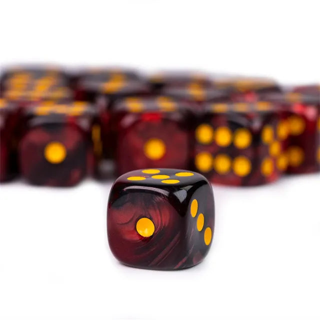 Red and Black - 12mm Color Blend Glitter Pip D6 Dice (36pcs)