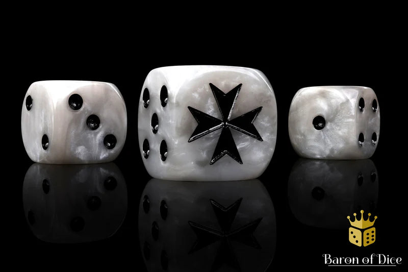 Knight Templar Dice - White (25 Rounded) - Baron of Dice
