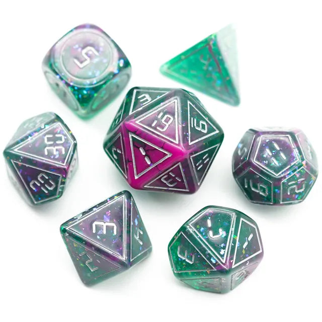 Siren's Soul - Frame Glitter Resin RPG Dice Set