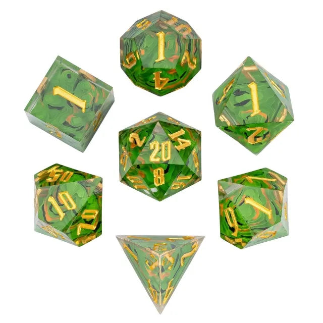 Halfling Hills - Handmade Sharp RPG Dice Set