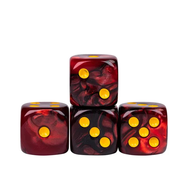 Red and Black - 12mm Color Blend Glitter Pip D6 Dice (36pcs)