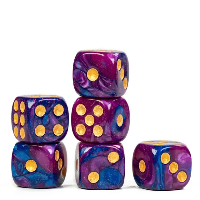 Purple and Blue - 16mm Colour Blend Pip D6 Dice (12pcs)