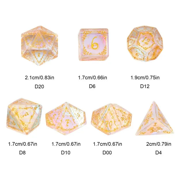 Crystalized Pixie Dust - Vine Pattern Gemstone RPG Dice Set