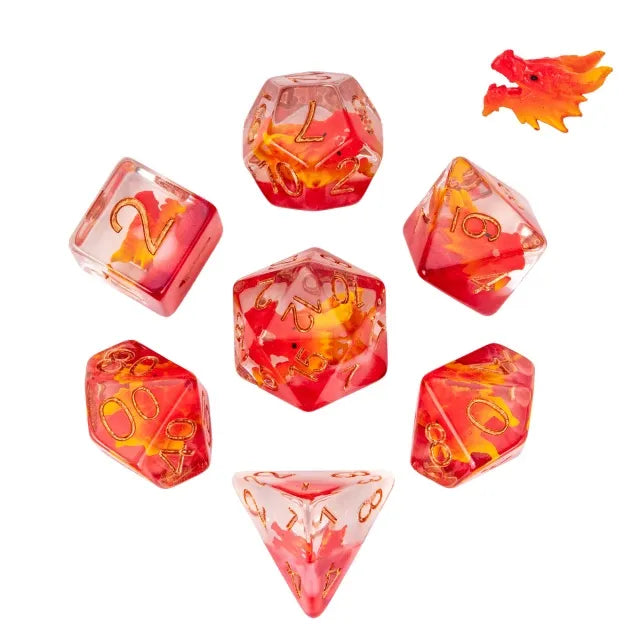 Red Dragon Head - Resin RPG Dice Set