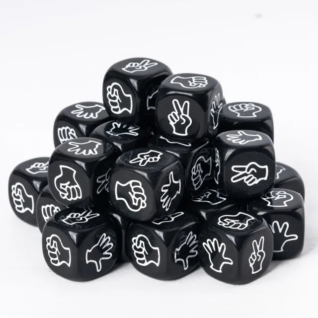 Black - Acrylic Rock Paper Scissors D6 Die