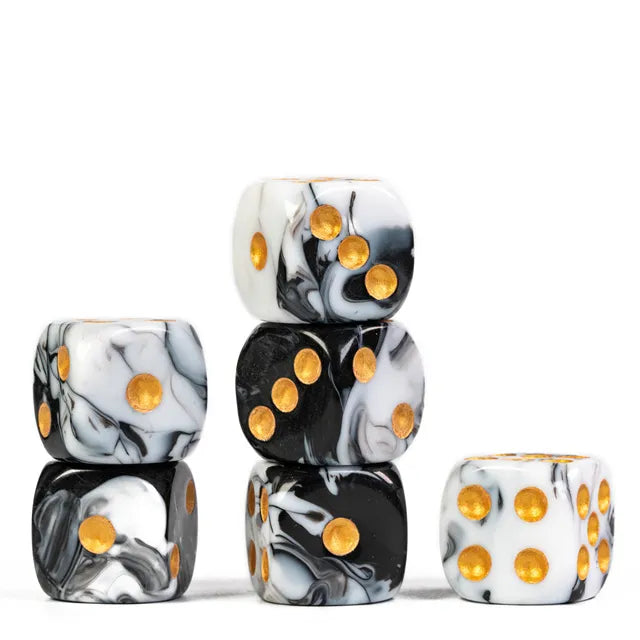 Black and White - 16mm Colour Blend Pip D6 Dice (12pcs)