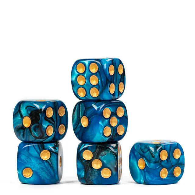 Light Blue and Black - 16mm Colour Blend Pip D6 Dice (12pcs)