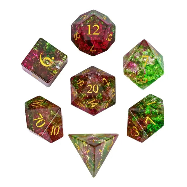 Envious Bouquet - Burst Lightning Glass Coloured Glaze RPG Dice - Udixi Dice