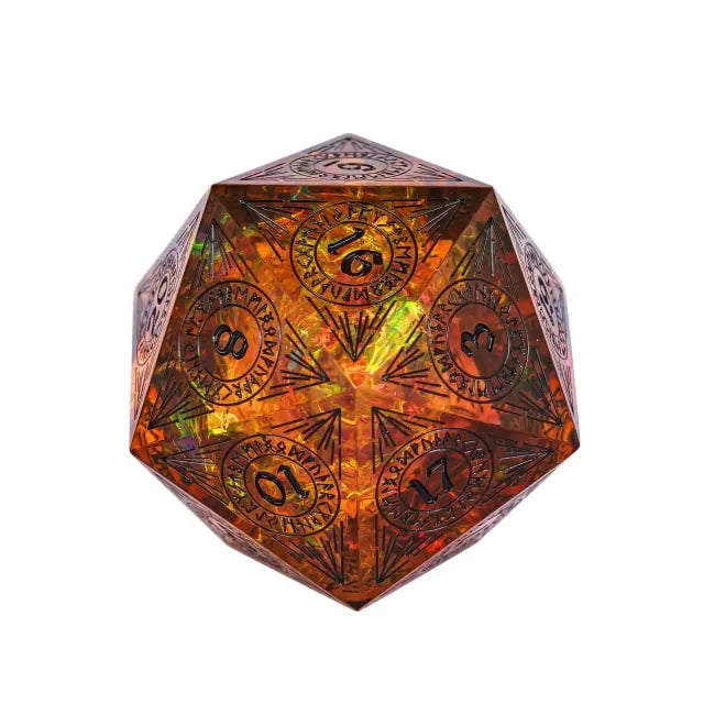 Fiery Tomb - Handmade 33mm D20 Pattern Dice - Udixi Dice