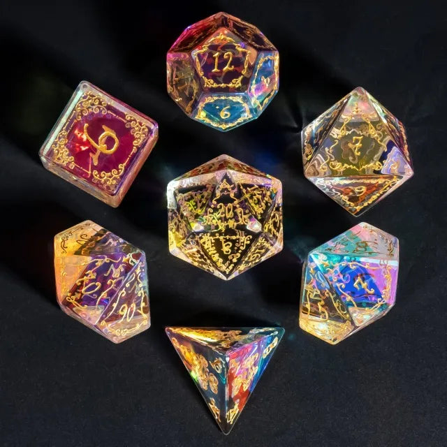 Crystalized Pixie Dust - Vine Pattern Gemstone RPG Dice Set