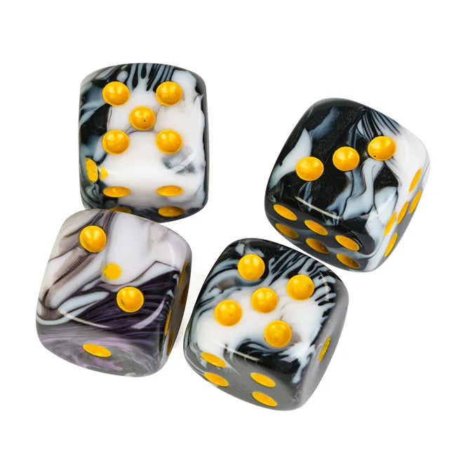Black and White - 12mm Color Blend Glitter Pip D6 Dice (36pcs)