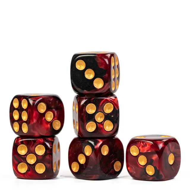 Red and Black - 16mm Colour Blend Pip D6 Dice (12pcs)