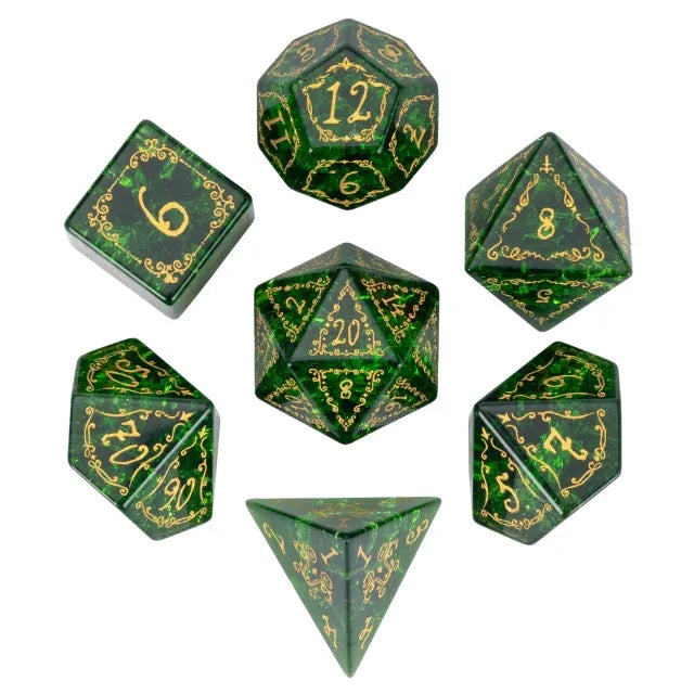 Emerald Vine - Burst Lightning Glass RPG Dice Set