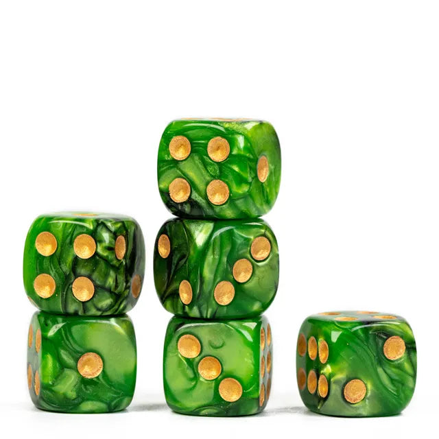 Green and Black - 16mm Colour Blend Pip D6 Dice (12pcs)