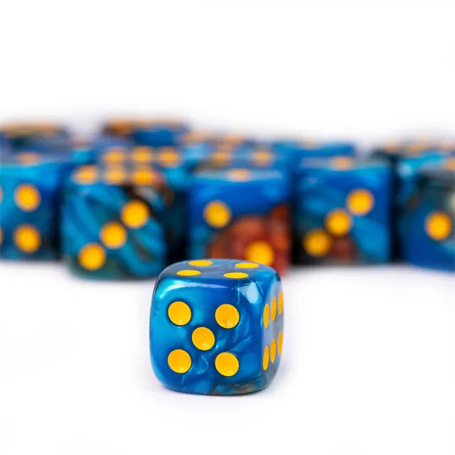 Blue and Brown - 12mm Color Blend Glitter Pip D6 Dice (36pcs)