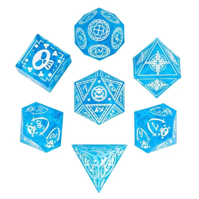 Cool Atlantean Treasure - Ghost Pirate Handmade Pattern RPG Dice Set