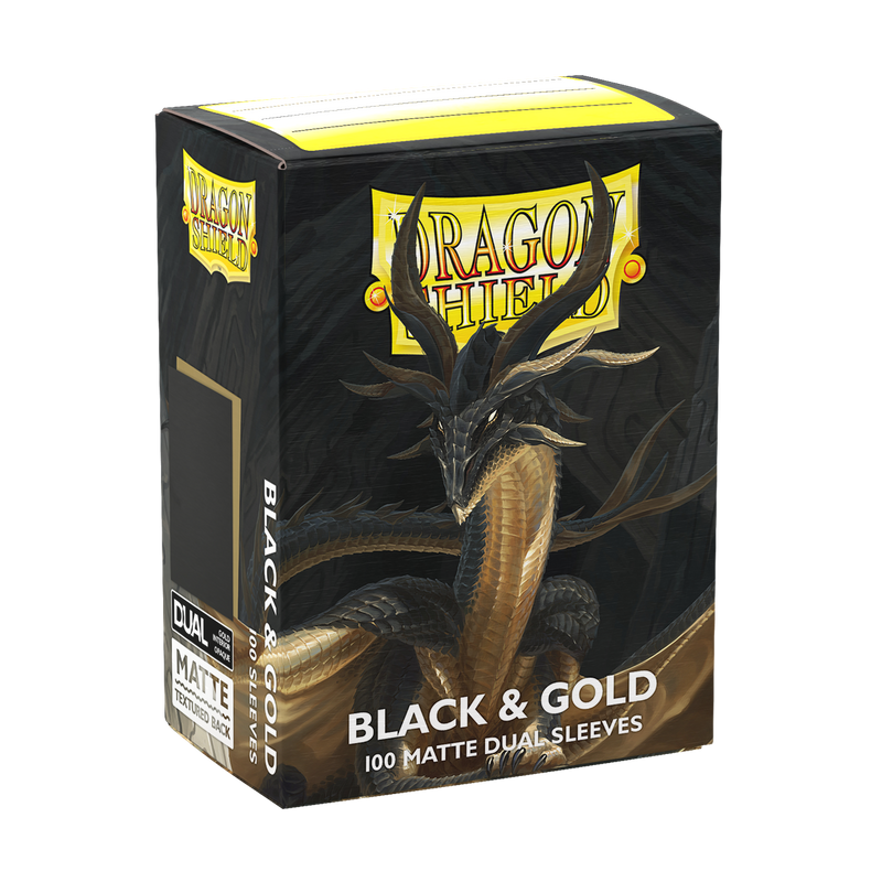 Black & Gold Standard Size Matte Dual Sleeves - Dragon Shield