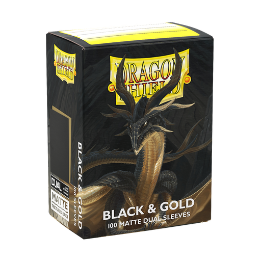 Black & Gold Standard Size Matte Dual Sleeves - Dragon Shield - Arcane Tinmen