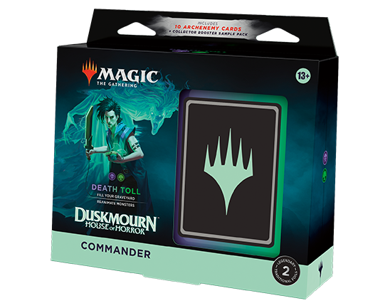 Magic: The Gathering Duskmourn: House of Horror Commander Deck (100-Card Deck, 10 Archenemy Cards, 2-Card Collector Booster Sample Pack + Accessories)