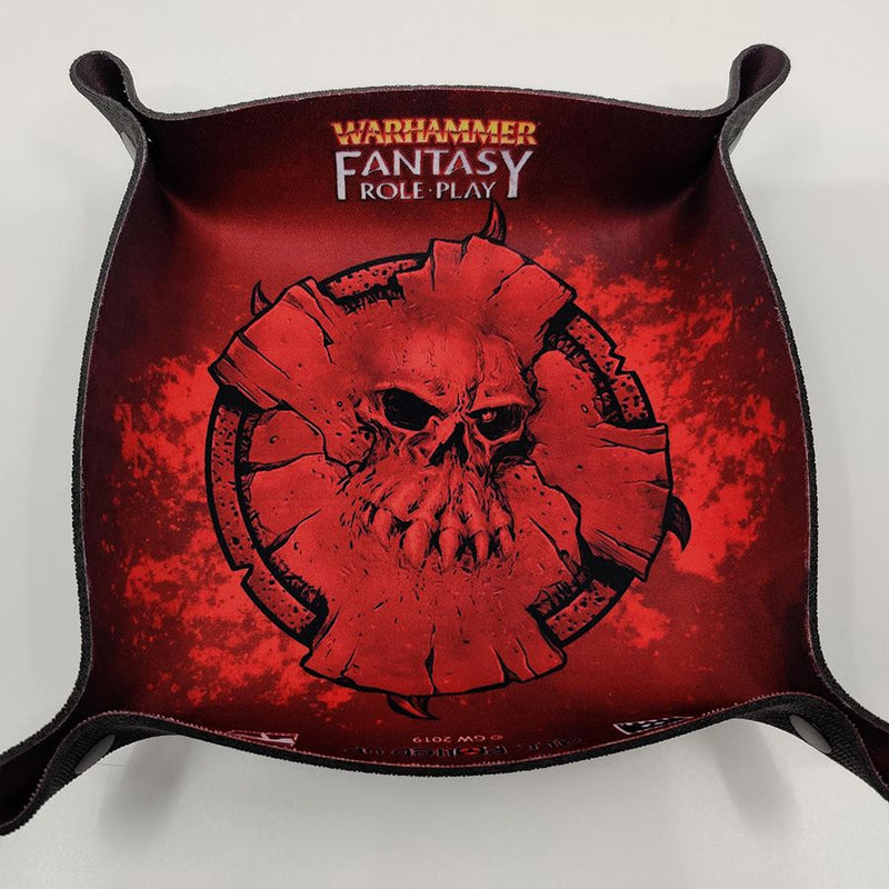 Red Skull - Folding Square Dice Tray - Warhammer Fantasy Roleplay