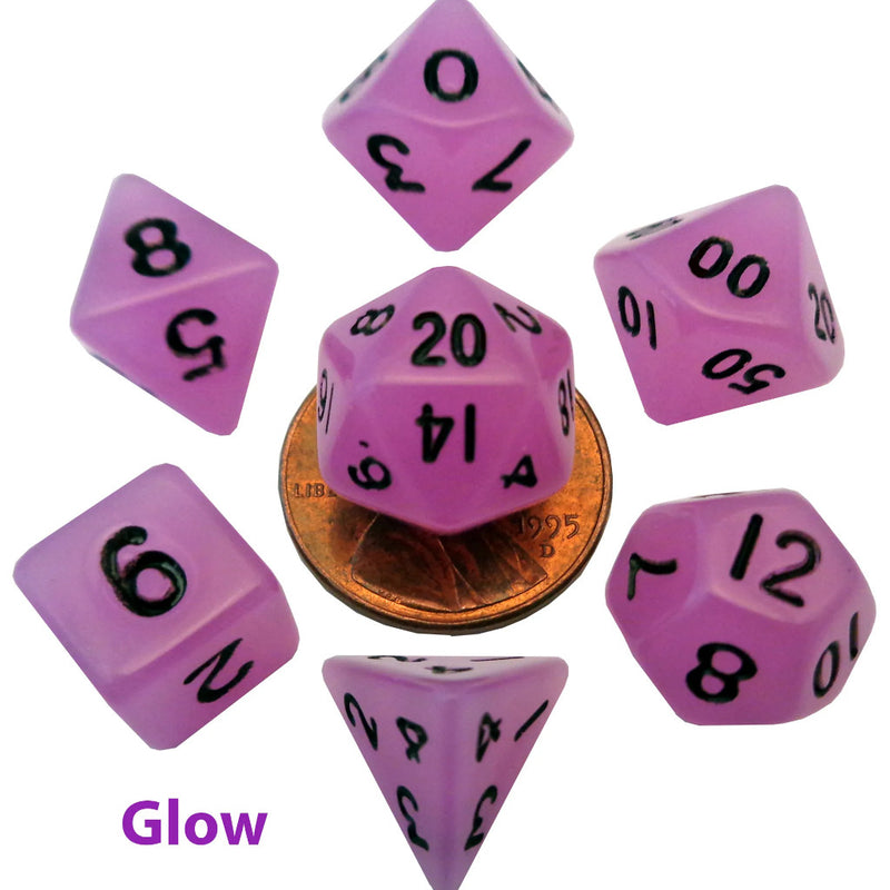 Glow in the Dark - Purple 10mm Mini Poly Dice Set - FanRoll