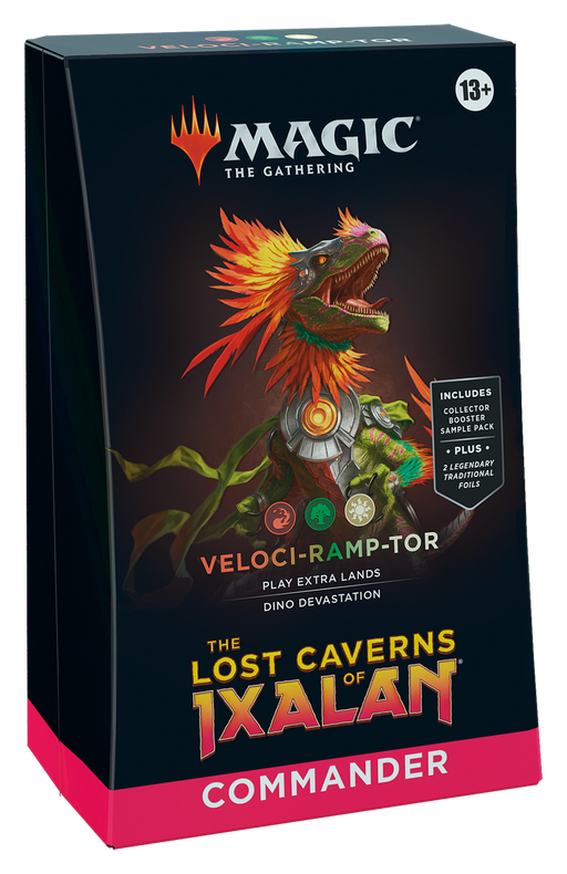 Magic: The Gathering The Lost Caverns of Ixalan Commander Deck - Veloci-ramp-tor (100-Card Deck, 2-Card Collector Booster Sample Pack + Accessories) - Wizards Of The Coast