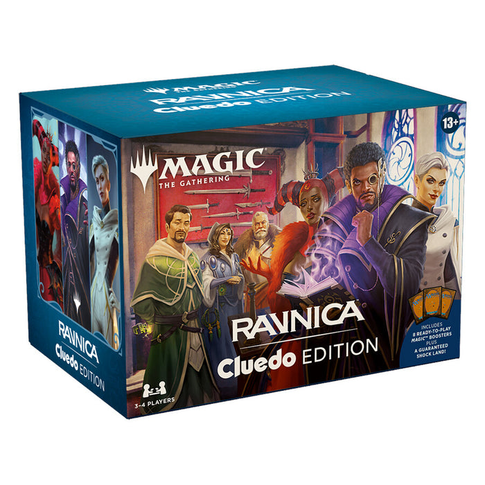 Magic: The Gathering Ravnica: Cluedo Edition - 2-4 Player Murder Mystery Card Game (Includes 8 Ready-to-Play Boosters, 21 Evidence Cards, 1 Foil Shock Land, and Detective Game Accessories)
