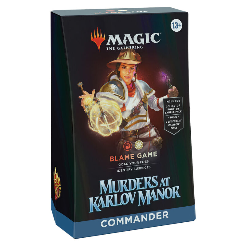 Magic: The Gathering Murders at Karlov Manor Commander Deck - Blame Game (100-Card Deck, 2-Card Collector Booster Sample Pack + Accessories)