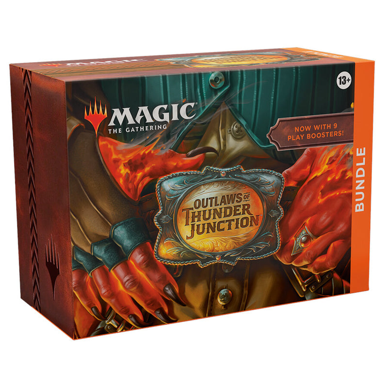Magic: The Gathering Outlaws of Thunder Junction Bundle - 9 Play Boosters, 30 Land cards + Exclusive Accessories