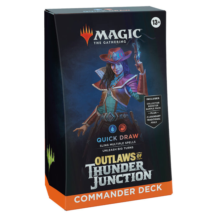 Magic: The Gathering Outlaws of Thunder Junction Commander Deck - Quick Draw (100-Card Deck, 2-Card Collector Booster Sample Pack + Accessories)