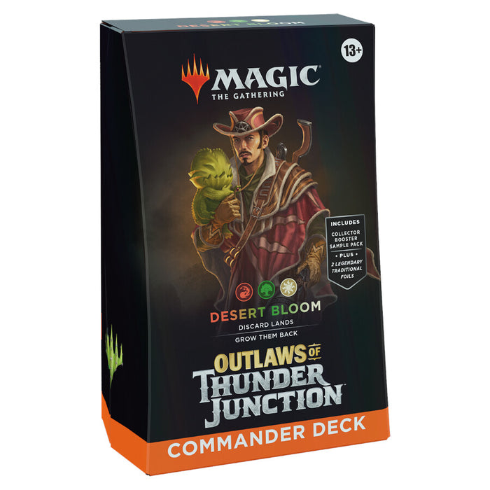 Magic: The Gathering Outlaws of Thunder Junction Commander Deck - Desert Bloom (100-Card Deck, 2-Card Collector Booster Sample Pack + Accessories)