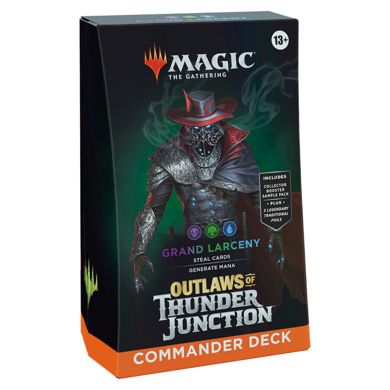 Magic: The Gathering Outlaws of Thunder Junction Commander Deck - Grand Larceny (100-Card Deck, 2-Card Collector Booster Sample Pack + Accessories)