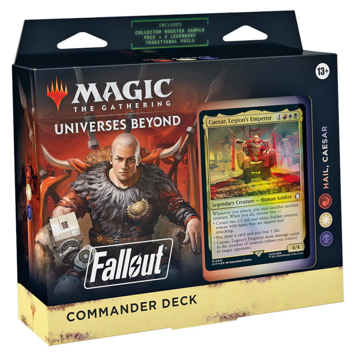 Magic: The Gathering Fallout Commander Deck - Hail, Caesar (100-Card Deck, 2-Card Collector Booster Sample Pack + Accessories)