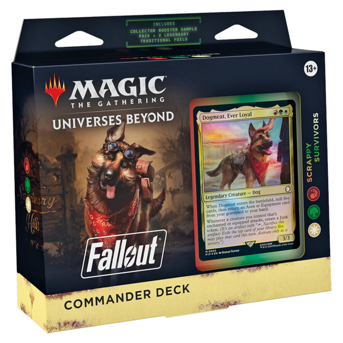 Magic: The Gathering Fallout Commander Deck - Scrappy Survivors (100-Card Deck, 2-Card Collector Booster Sample Pack + Accessories)