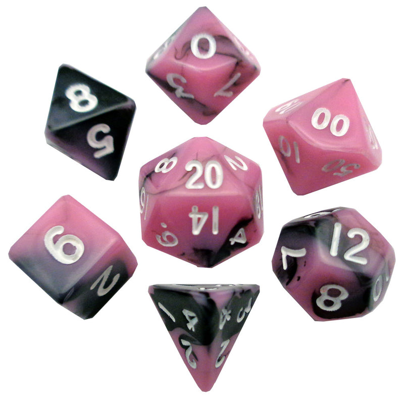 Pink/Black 10mm Mini Poly Dice Set - FanRoll