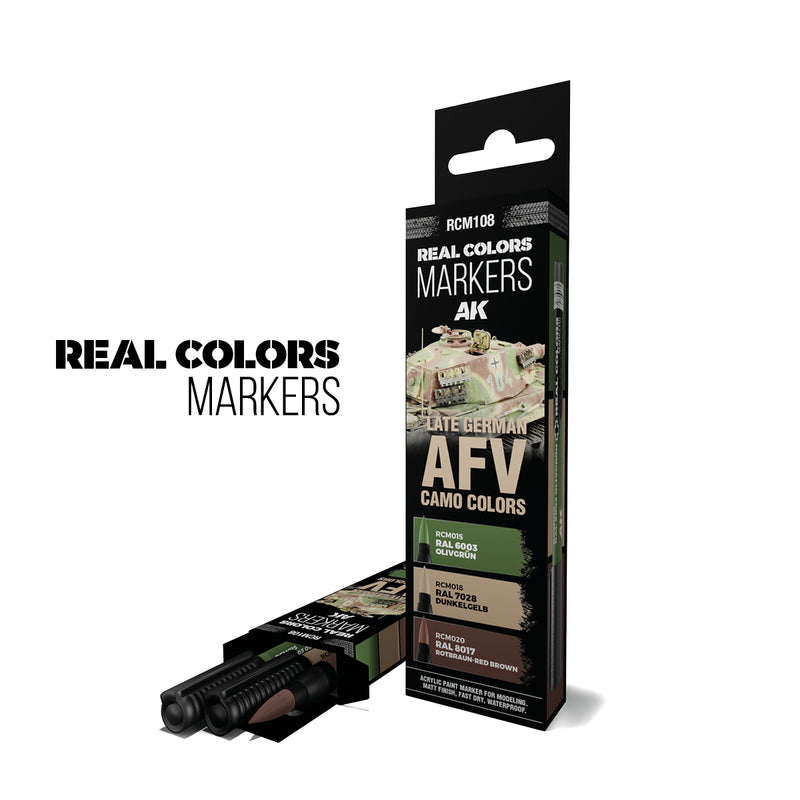 Real Colors Markers - Set of 3 - Late German AFV Camo Colors - AK Interactive